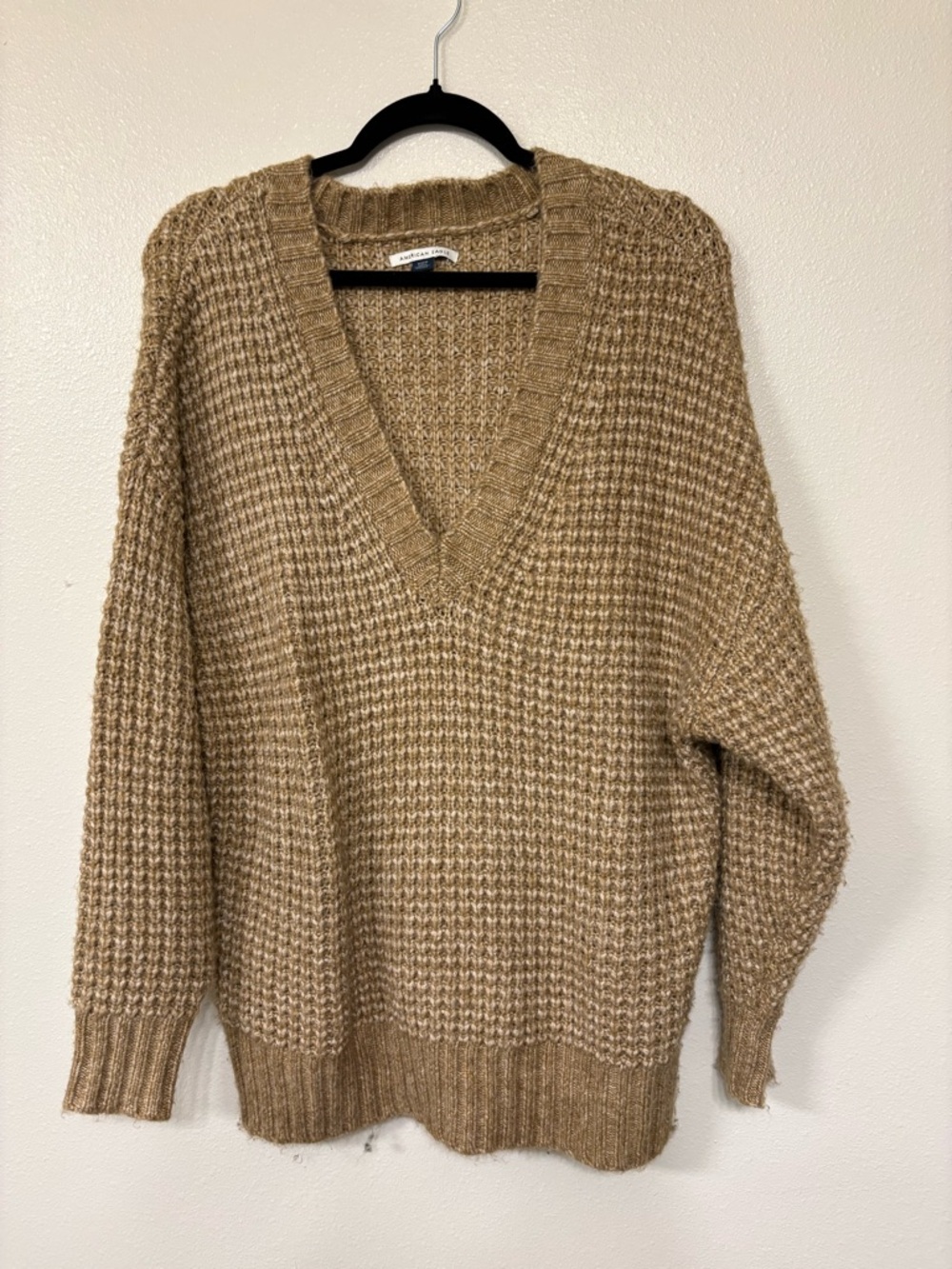 American Eagle Outfitters V-Neck Sweater - Camel Brown